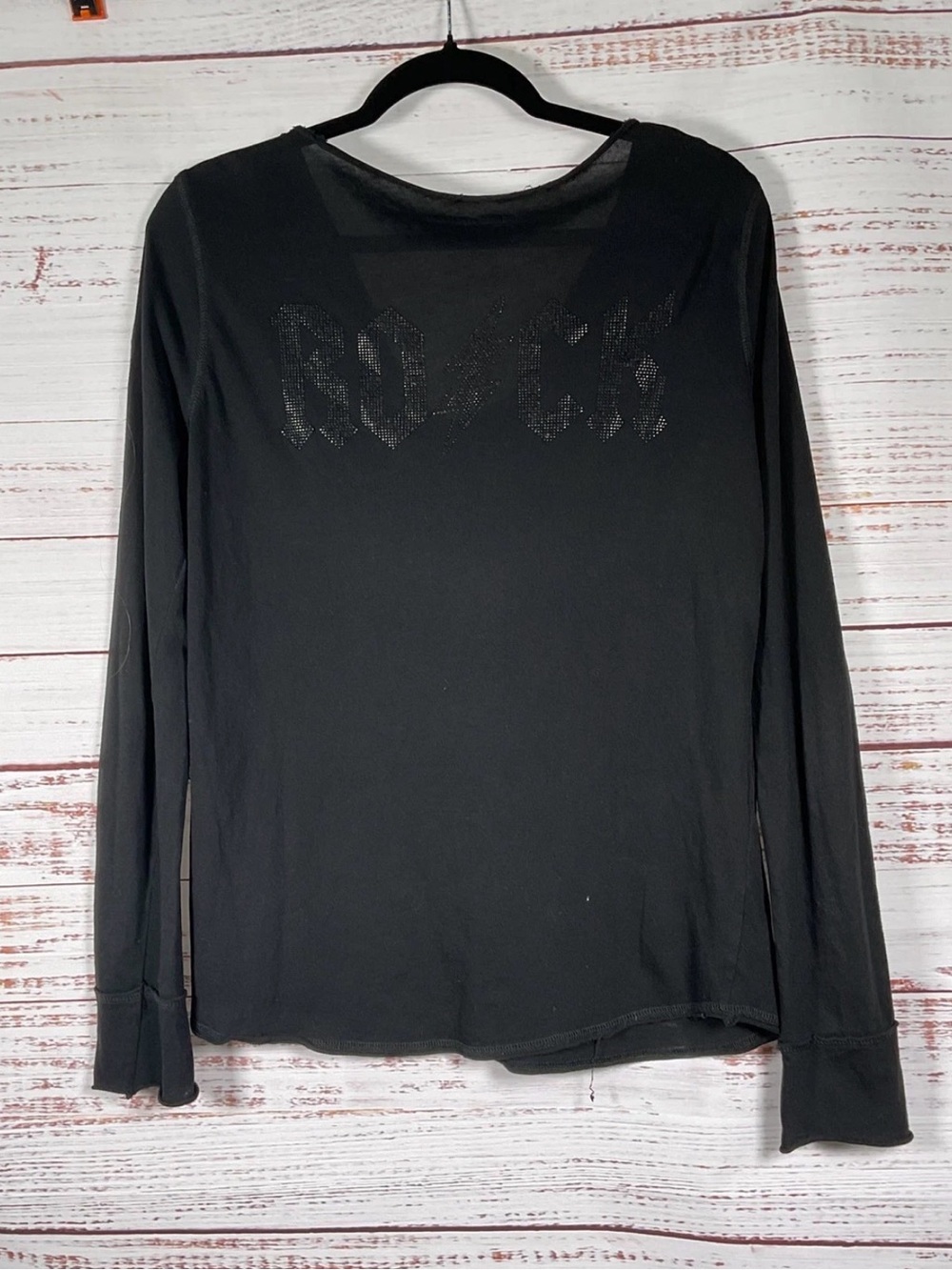 Zadig & Voltaire Black Long Sleeve Tee with Subtle rock on back